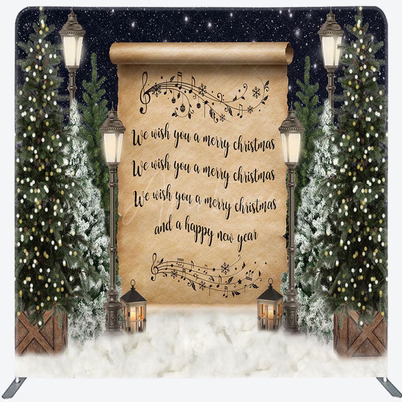 Aperturee - Aperturee Tree Snow Night Merry Christmas Pillow Case Backdrop