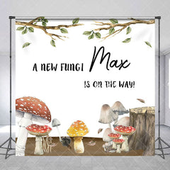 Aperturee - Aperturee Tree Stump New Fungi Cusom Name Baby Shower Backdrop