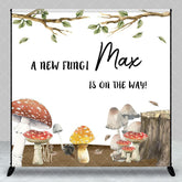 Aperturee - Aperturee Tree Stump New Fungi Cusom Name Baby Shower Backdrop