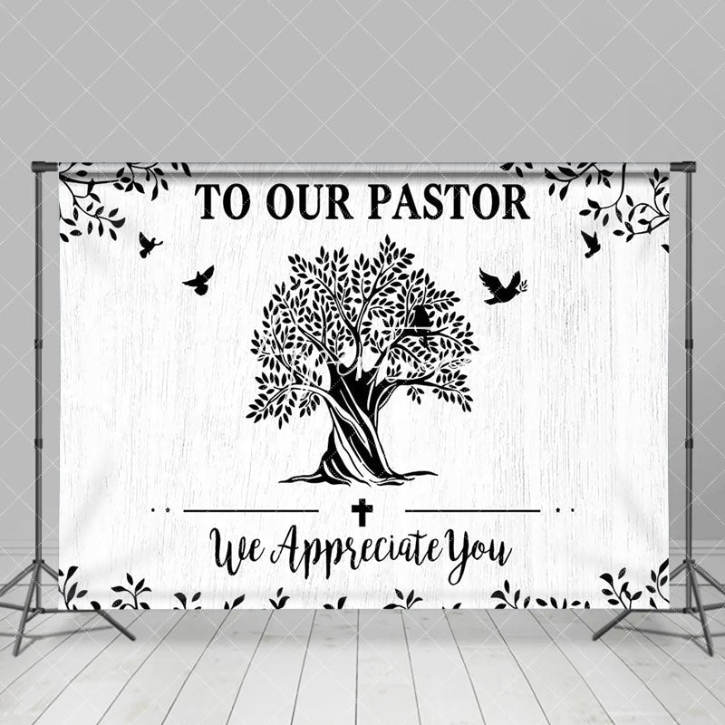 Aperturee - Aperturee Trees Bird To Our Pastor We Appreciate You Backdrop