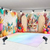 Aperturee - Aperturee Tribal Color Floral Balloons Mask Room Set Backdrop
