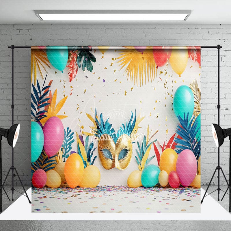 Aperturee - Aperturee Tribal Color Floral Balloons Mask Room Set Backdrop