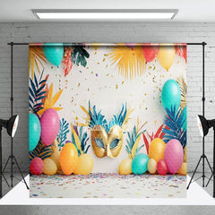 Aperturee - Aperturee Tribal Color Floral Balloons Mask Room Set Backdrop