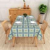 Aperturee - Aperturee Tribal Diamond Rectangle Tablecloth Sage Green Geometric Dining Table Cover Decor