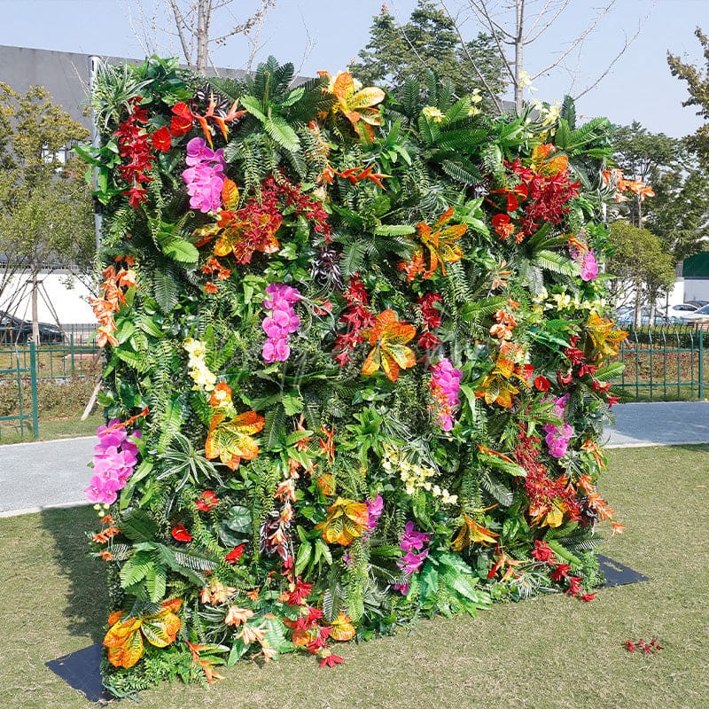 Aperturee - Aperturee Tribal Floral Leaves Artificial Spring Flower Wall