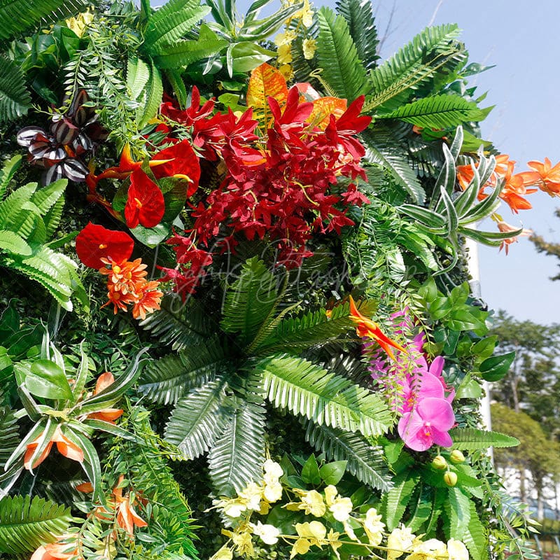 Aperturee - Aperturee Tribal Floral Leaves Artificial Spring Flower Wall
