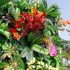 Aperturee - Aperturee Tribal Floral Leaves Artificial Spring Flower Wall