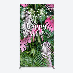 Aperturee - Aperturee Tribal Green Pink Monstera Birthday Rectangle Backdrop