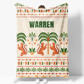 Aperturee - Aperturee Tribal Jungle Forest Tigers Custom Name Blanket