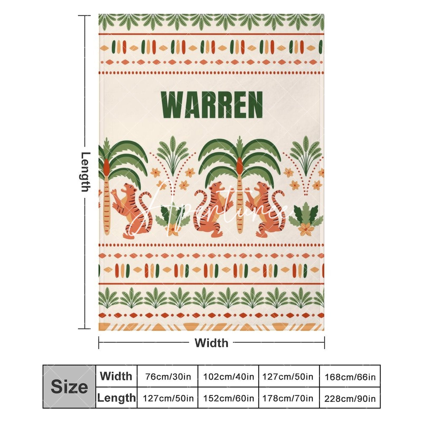 Aperturee - Aperturee Tribal Jungle Forest Tigers Custom Name Blanket