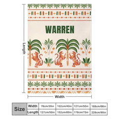 Aperturee - Aperturee Tribal Jungle Forest Tigers Custom Name Blanket