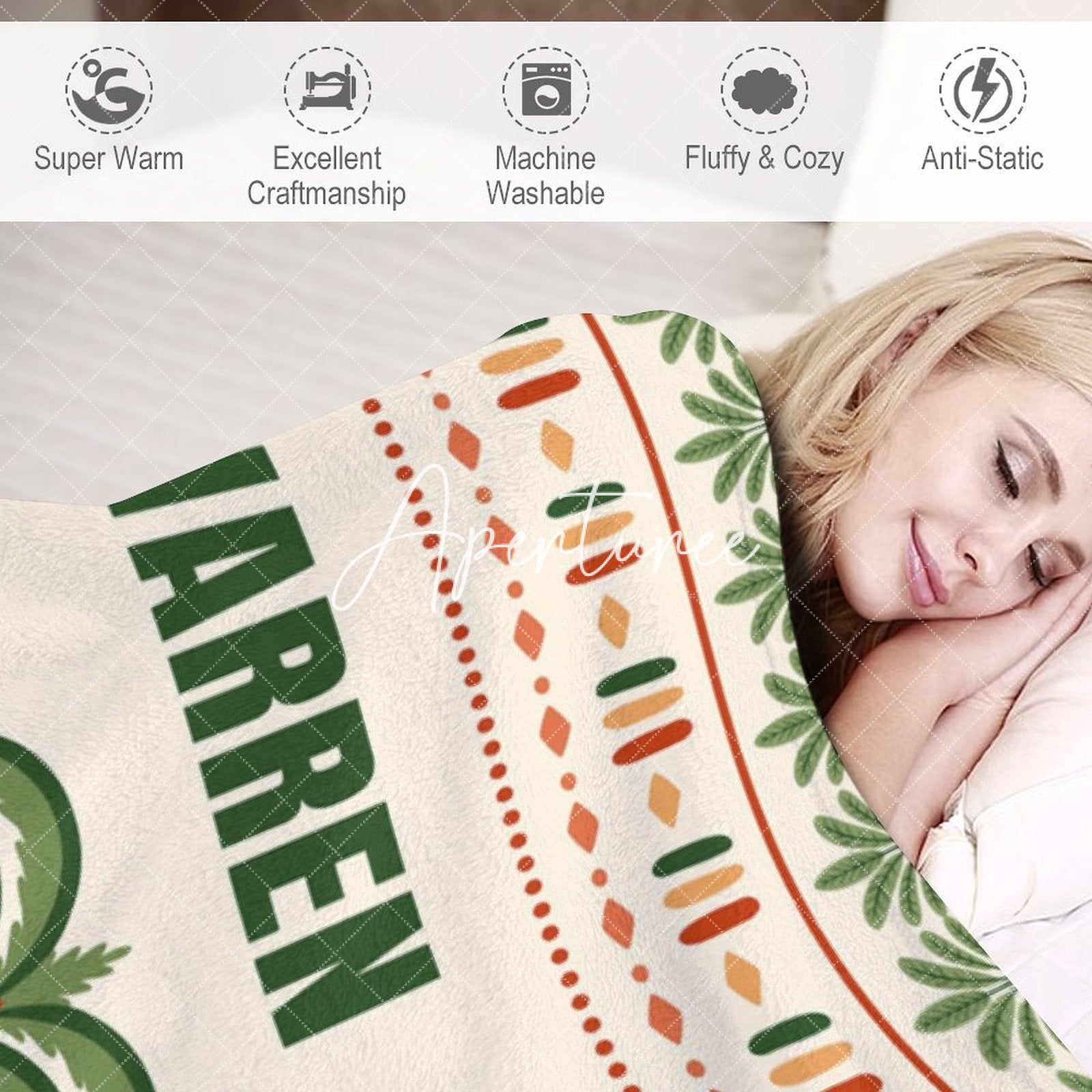 Aperturee - Aperturee Tribal Jungle Forest Tigers Custom Name Blanket