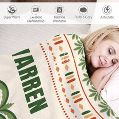 Aperturee - Aperturee Tribal Jungle Forest Tigers Custom Name Blanket
