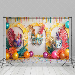 Aperturee - Aperturee Tribal Masquerade Balloons Leaf Cake Smash Backdrop