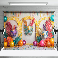 Aperturee - Aperturee Tribal Masquerade Balloons Leaf Cake Smash Backdrop