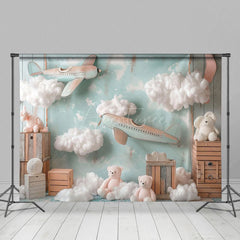 Aperturee - Aperturee Trip Begins Plane Teddy Clound Cake Smash Backdrop