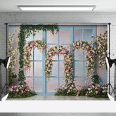 Aperturee - Aperturee Triple Floral Arch Blue Door Sweet Wedding Backdrop