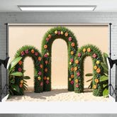 Aperturee - Aperturee Triple Floral Arch Door Summer Cake Smash Backdrop
