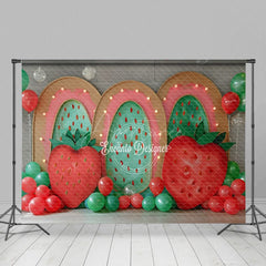 Aperturee - Aperturee Triple Strawberry Arch Balloon Cake Smash Backdrop