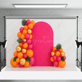 Aperturee Aperturee Tropical Balloon Arch Cake Smash Backdrop Pink Orange and Gold Balloons Summer Themed First Birthday Photo Prop