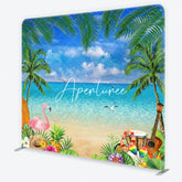 Aperturee - Aperturee Tropical Beach Flamingo Summer Luau Square Double-Sided Backdrop Hawaiian Island Aloha Party Decoration
