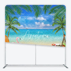 Aperturee - Aperturee Tropical Beach Flamingo Summer Luau Square Double-Sided Backdrop Hawaiian Island Aloha Party Decoration