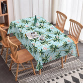 Aperturee - Aperturee Tropical Flamingo Rectangle Tablecloth with Palm Trees Blue Hawaiian Luau Summer Beach Party Dining Decor