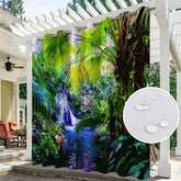Aperturee - Aperturee Tropical Forest Waterproof Prined Outdoor Curtains For Gazebo