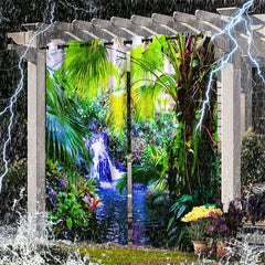 Aperturee - Aperturee Tropical Forest Waterproof Prined Outdoor Curtains For Gazebo