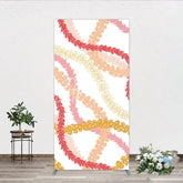 Aperturee - Aperturee Tropical Hawaiian Flower Lei Pattern Rectangle Arch Backdrop Vibrant Red Pink Orange Yellow Luau Summer Party Decor
