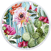 Aperturee - Aperturee Tropical Holiday Summer Floral Round Beach Towel