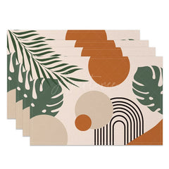 Aperturee - Aperturee Tropical Leaf In Hand Drawn Style Set of 4 Placemats