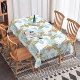 Aperturee - Aperturee Tropical Leaf Rectangle Tablecloth Blue and Brown Palm Fronds Modern Summer Hawaiian Kitchen Dining Decor