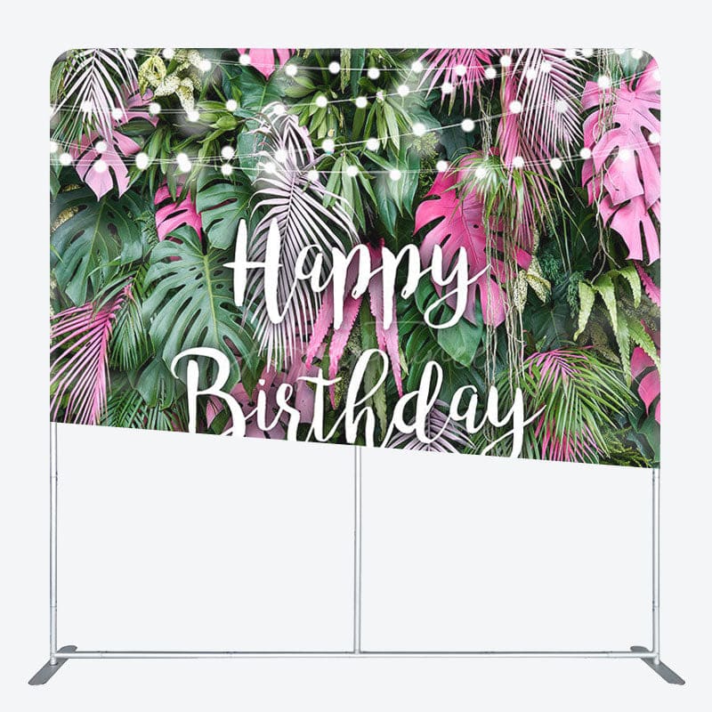 Aperturee - Aperturee Tropical Leaves Fabric Backdrop Cover for Birthday