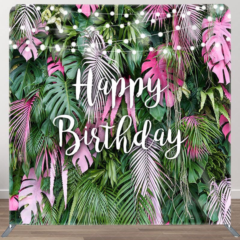 Aperturee - Aperturee Tropical Leaves Fabric Backdrop Cover for Birthday