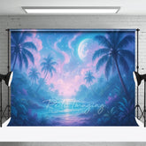Aperturee - Aperturee Tropical Midnight Blue Lake Natural Scene Backdrop