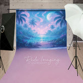 Aperturee - Aperturee Tropical Midnight Lake Natural Scene Sweep Backdrop
