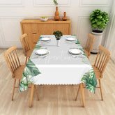 Aperturee - Aperturee Tropical Monstera and Palm Leaf Rectangle Tablecloth Watercolor Jungle Foliage Table Cover Luau Party Decor