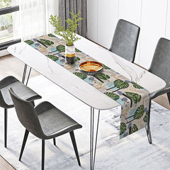 Aperturee - Aperturee Tropical Monstera Leaf Table Runner for Summer Party Green Botanical Print for Holiday and Dining Table Decor