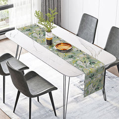 Aperturee - Aperturee Tropical Monstera Leaf Table Runner with Green Abstract Design for Summer Party and Modern Kitchen Decor
