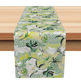 Aperturee - Aperturee Tropical Monstera Leaf Table Runner with Green Abstract Design for Summer Party and Modern Kitchen Decor