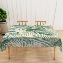 Aperturee - Aperturee Tropical Palm Leaf Tablecloth in Beige and Green for Summer Luau Jungle or Safari Themed Party Decor