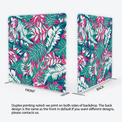 Aperturee - Aperturee Tropical Palm Leaves Tension Fabric Backdrop Pink and Teal Monstera Foliage Pattern Background Summer Party Decor