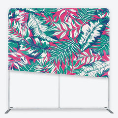 Aperturee - Aperturee Tropical Palm Leaves Tension Fabric Backdrop Pink and Teal Monstera Foliage Pattern Background Summer Party Decor