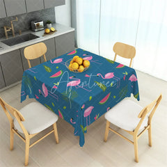 Aperturee - Aperturee Tropical Pink Flamingo and Watermelon Rectangle Tablecloth Summer Luau Party Table Cover for Kids Birthday