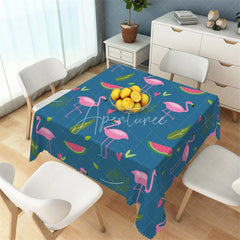 Aperturee - Aperturee Tropical Pink Flamingo and Watermelon Rectangle Tablecloth Summer Luau Party Table Cover for Kids Birthday