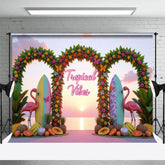 Aperturee - Aperturee Tropical Vibes Fruits Arch Flamingo Summer Backdrop