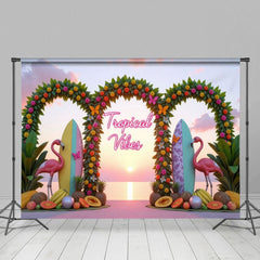 Aperturee - Aperturee Tropical Vibes Fruits Arch Flamingo Summer Backdrop