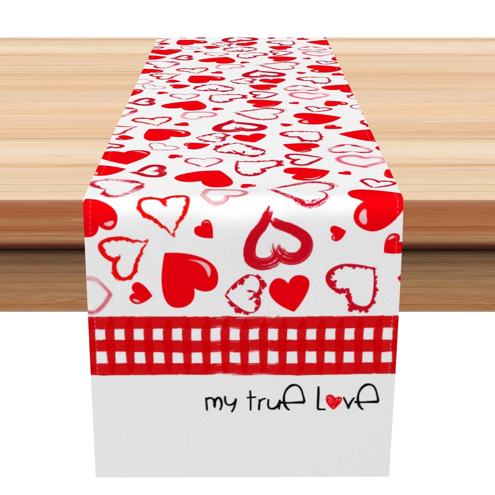 Aperturee - Aperturee True Love Heart Drawing Valentines Day Table Runner