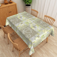 Aperturee - Aperturee Tulip Patchwork Rectangle Tablecloth Spring Floral Pattern Dining Table Cover Decor